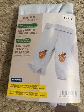 Baby Blue Acorn Woodland Unisex Footed Pants - size 6-12M